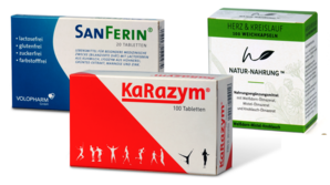Produktbild von KaRazym® (100 Stk.), SanFerin® (20 Stk.) und Natur-Nahrung™ Herz & Kreislauf (100 Stk.)