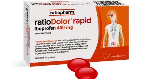 Produktbild der Weichkapseln ratiodolor mit Ibuprofen